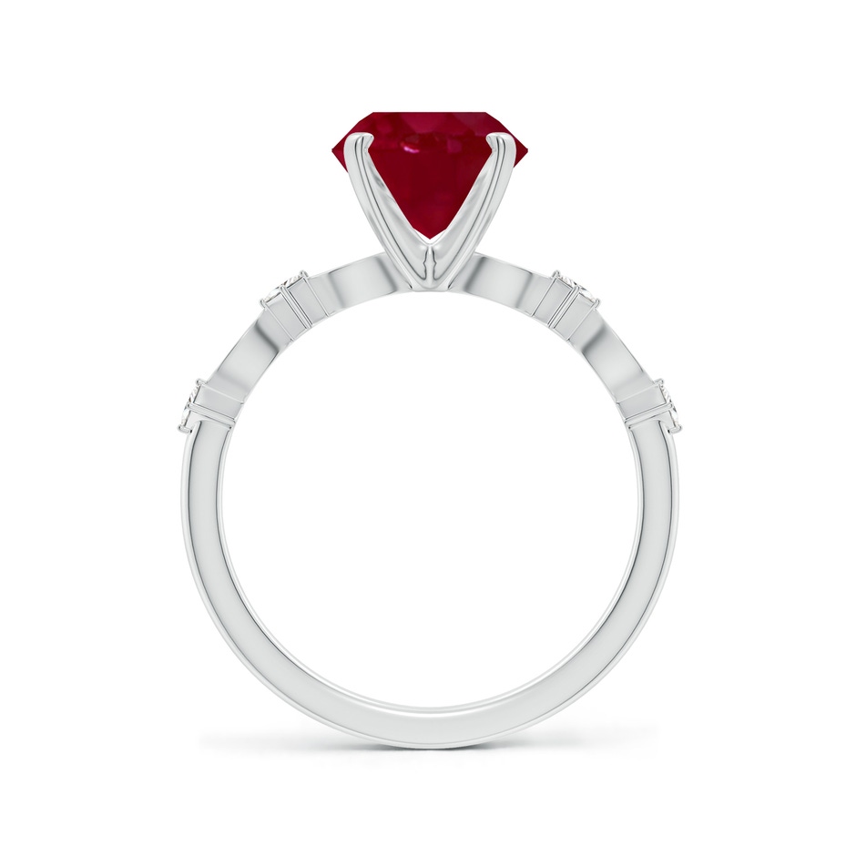 8mm AA Round Ruby Engagement Ring with Marquise Motifs in White Gold side 199