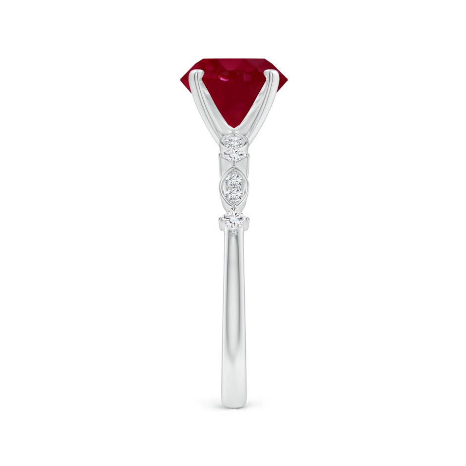8mm AA Round Ruby Engagement Ring with Marquise Motifs in White Gold side 299