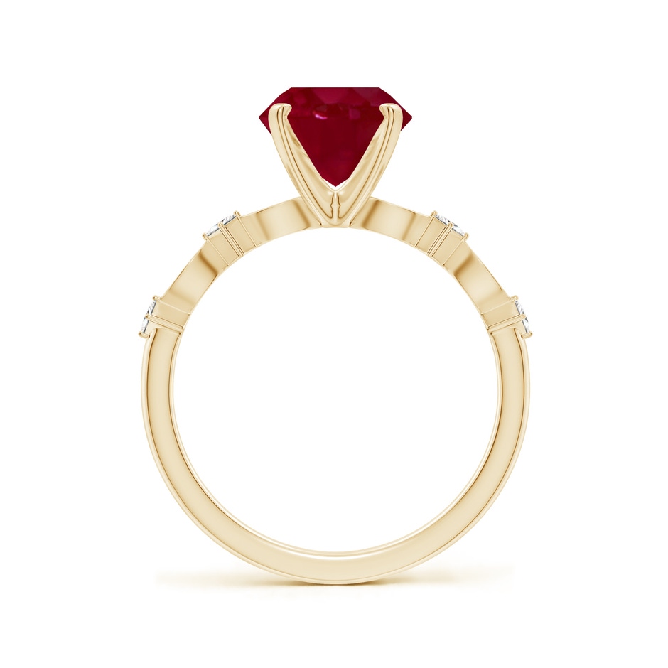 8mm AA Round Ruby Engagement Ring with Marquise Motifs in Yellow Gold side 199