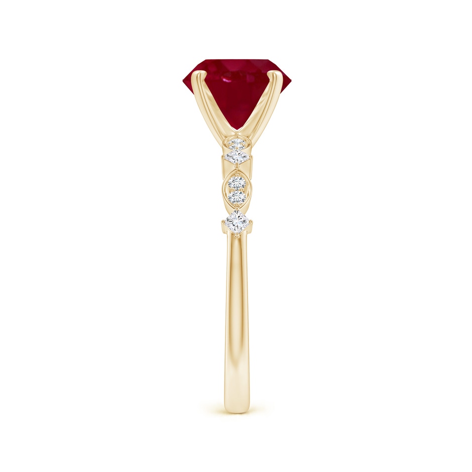 8mm AA Round Ruby Engagement Ring with Marquise Motifs in Yellow Gold side 299