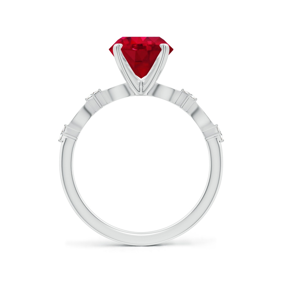 8mm AAA Round Ruby Engagement Ring with Marquise Motifs in P950 Platinum side 199