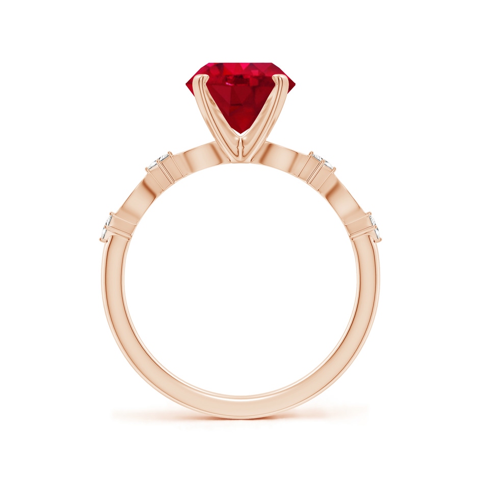 8mm AAA Round Ruby Engagement Ring with Marquise Motifs in Rose Gold side 199