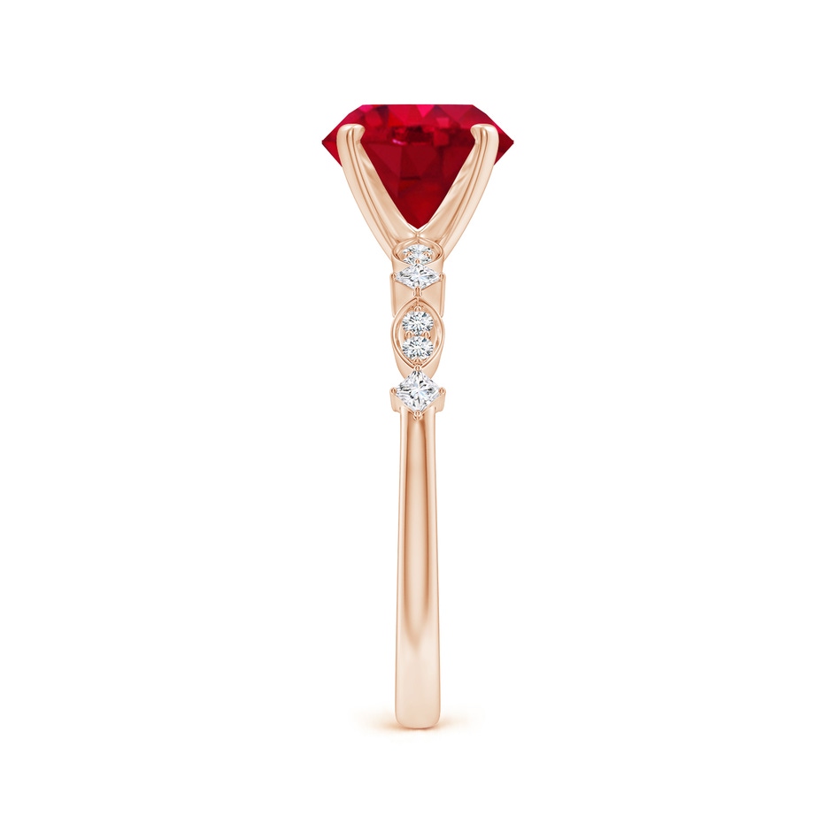 8mm AAA Round Ruby Engagement Ring with Marquise Motifs in Rose Gold side 299