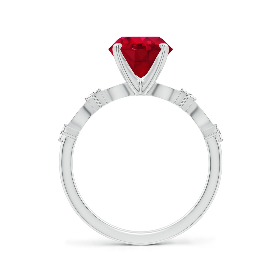 8mm AAA Round Ruby Engagement Ring with Marquise Motifs in White Gold side 199