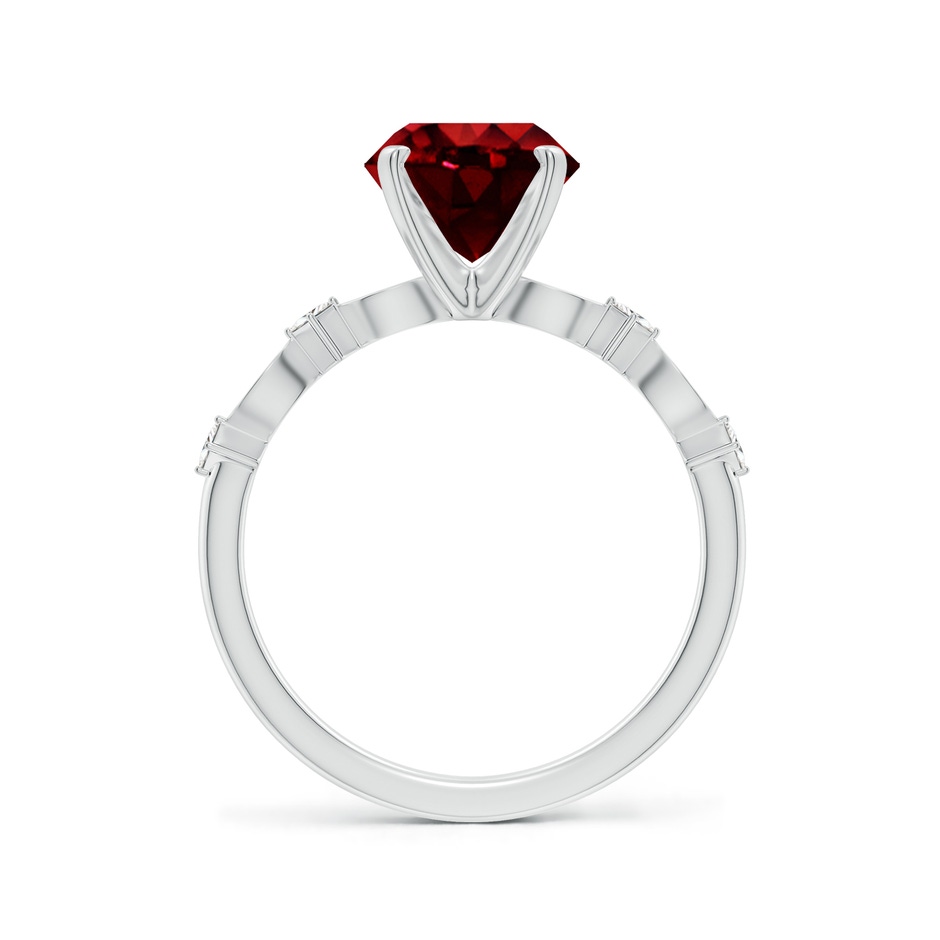 8mm AAAA Round Ruby Engagement Ring with Marquise Motifs in P950 Platinum side 199