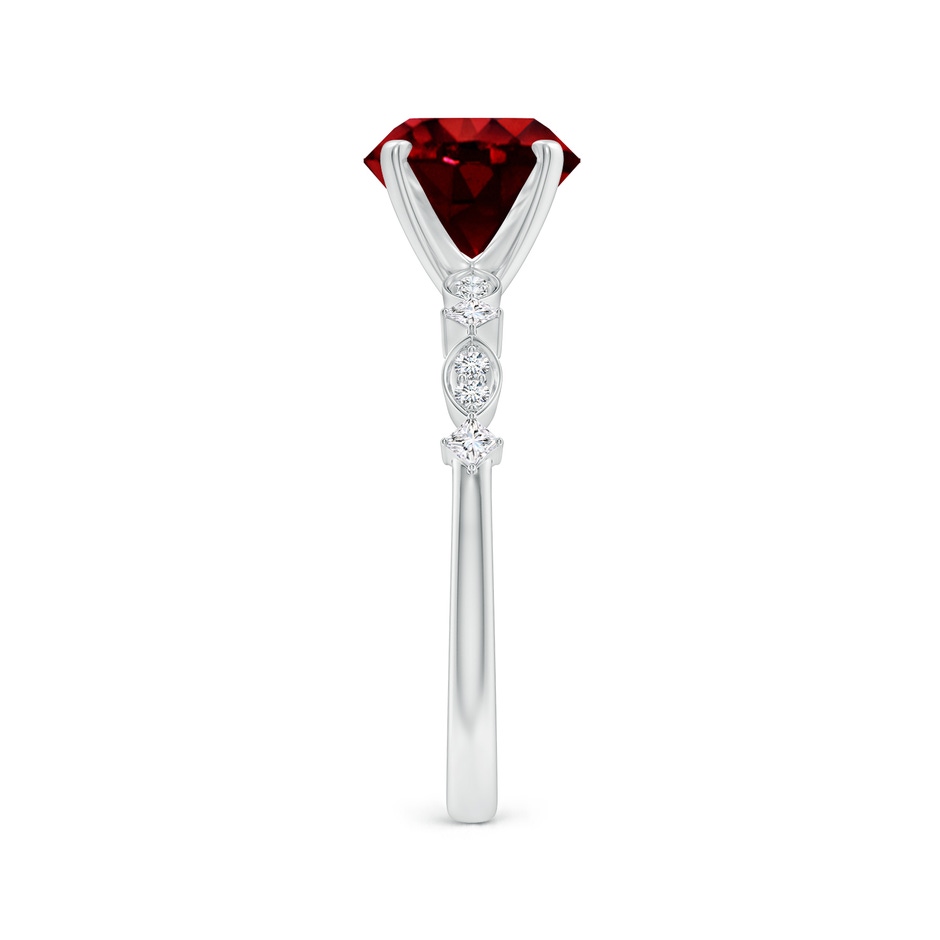 8mm AAAA Round Ruby Engagement Ring with Marquise Motifs in P950 Platinum side 299