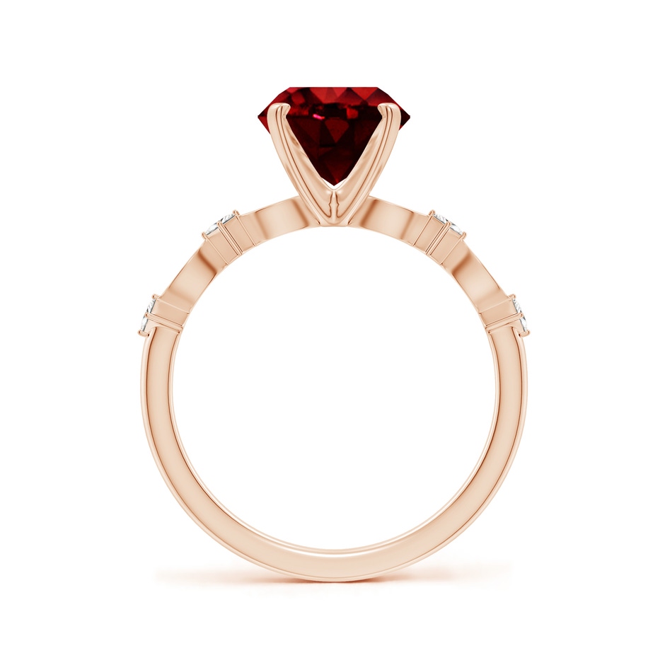 8mm AAAA Round Ruby Engagement Ring with Marquise Motifs in Rose Gold side 199
