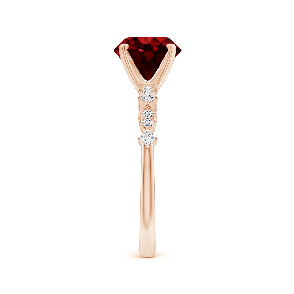 8mm AAAA Round Ruby Engagement Ring with Marquise Motifs in Rose Gold side 299
