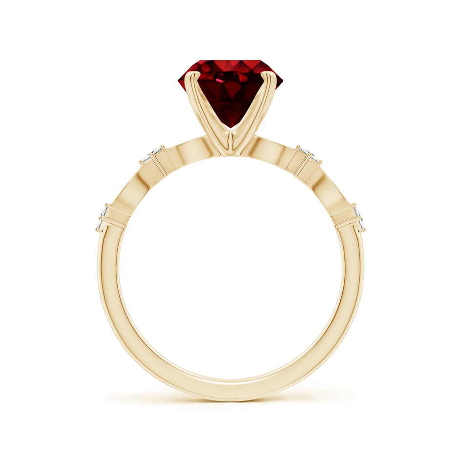 8mm AAAA Round Ruby Engagement Ring with Marquise Motifs in Yellow Gold side 199