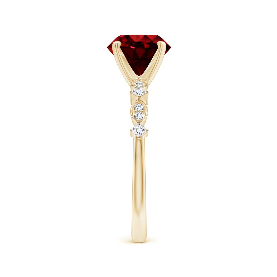 8mm AAAA Round Ruby Engagement Ring with Marquise Motifs in Yellow Gold side 299