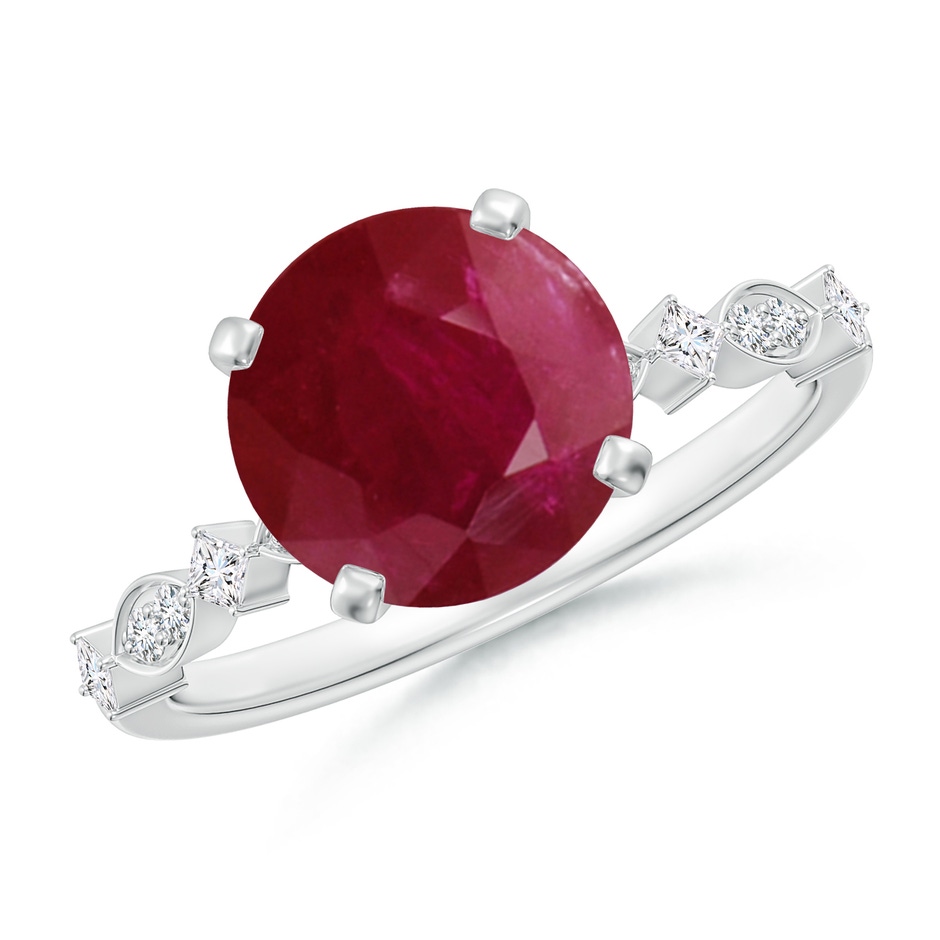 9mm A Round Ruby Engagement Ring with Marquise Motifs in P950 Platinum 