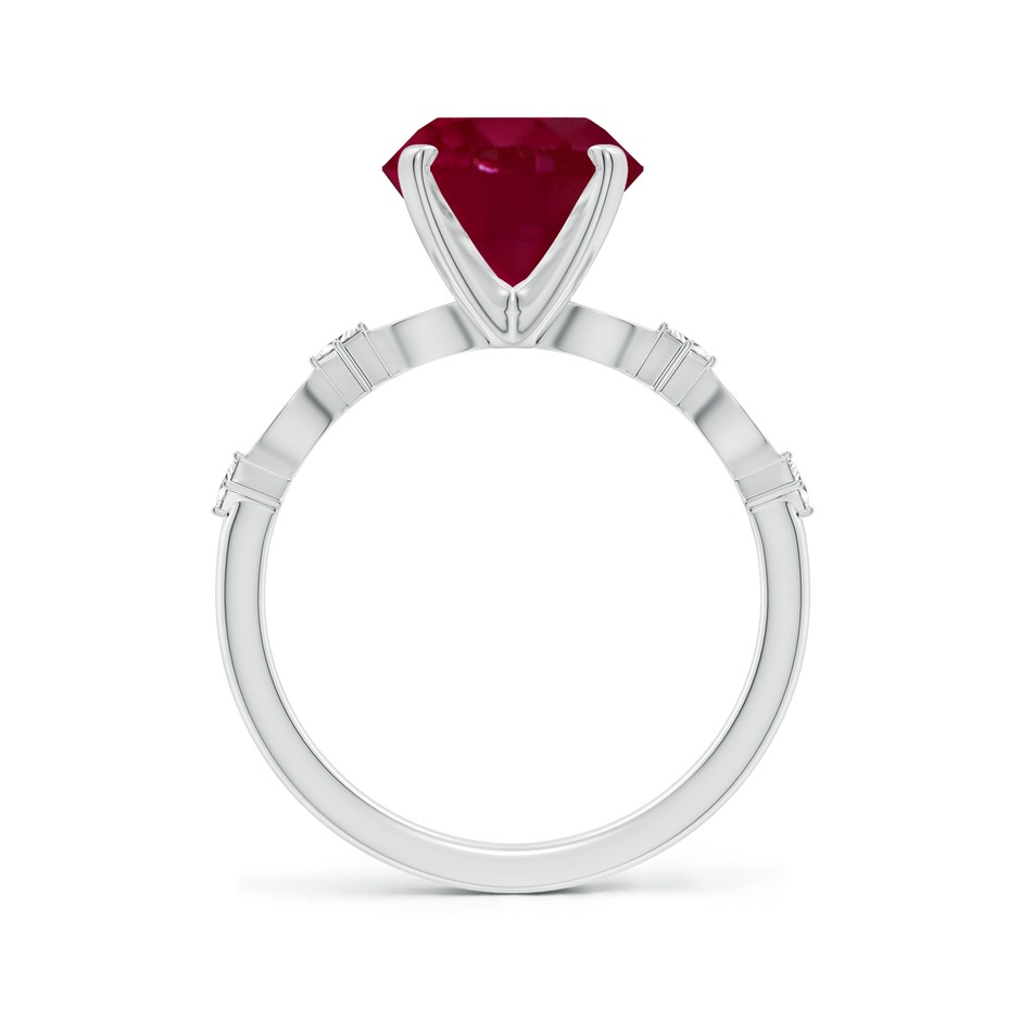 9mm A Round Ruby Engagement Ring with Marquise Motifs in P950 Platinum side 199