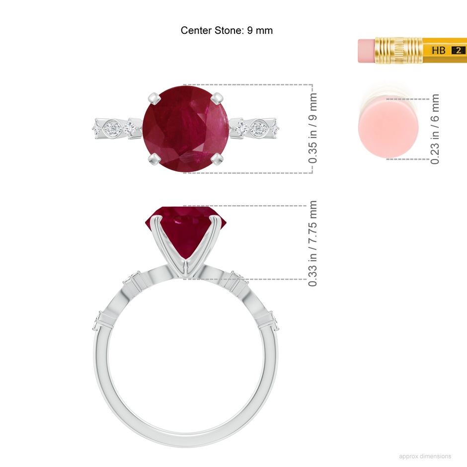 9mm A Round Ruby Engagement Ring with Marquise Motifs in P950 Platinum ruler