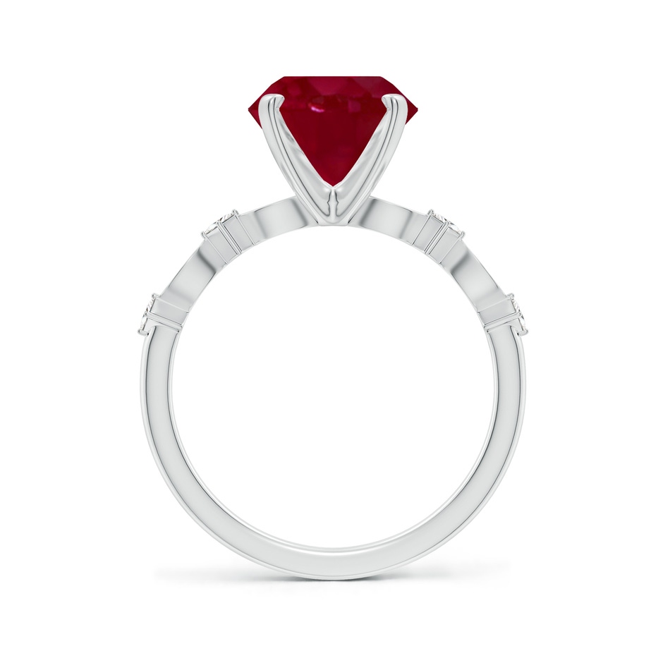 9mm AA Round Ruby Engagement Ring with Marquise Motifs in P950 Platinum side 199