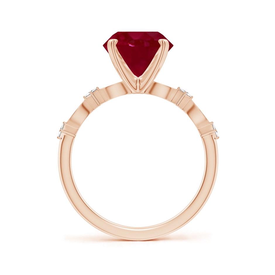 9mm AA Round Ruby Engagement Ring with Marquise Motifs in Rose Gold side 199