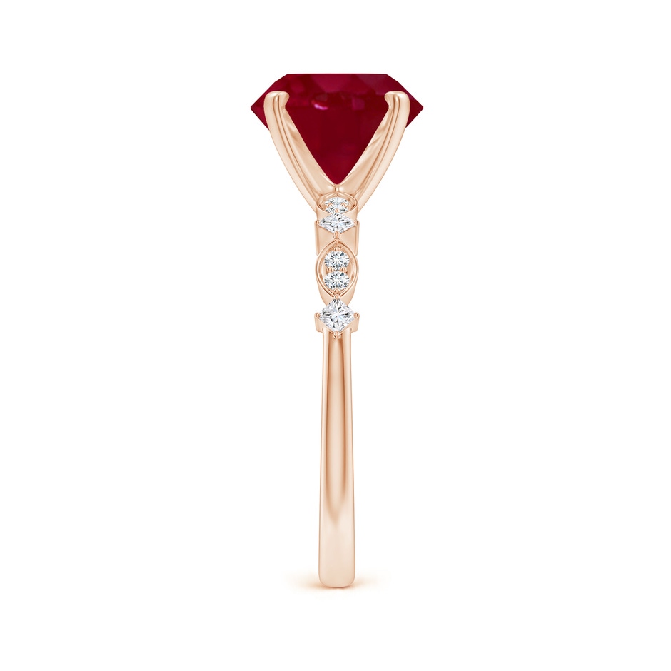 9mm AA Round Ruby Engagement Ring with Marquise Motifs in Rose Gold side 299