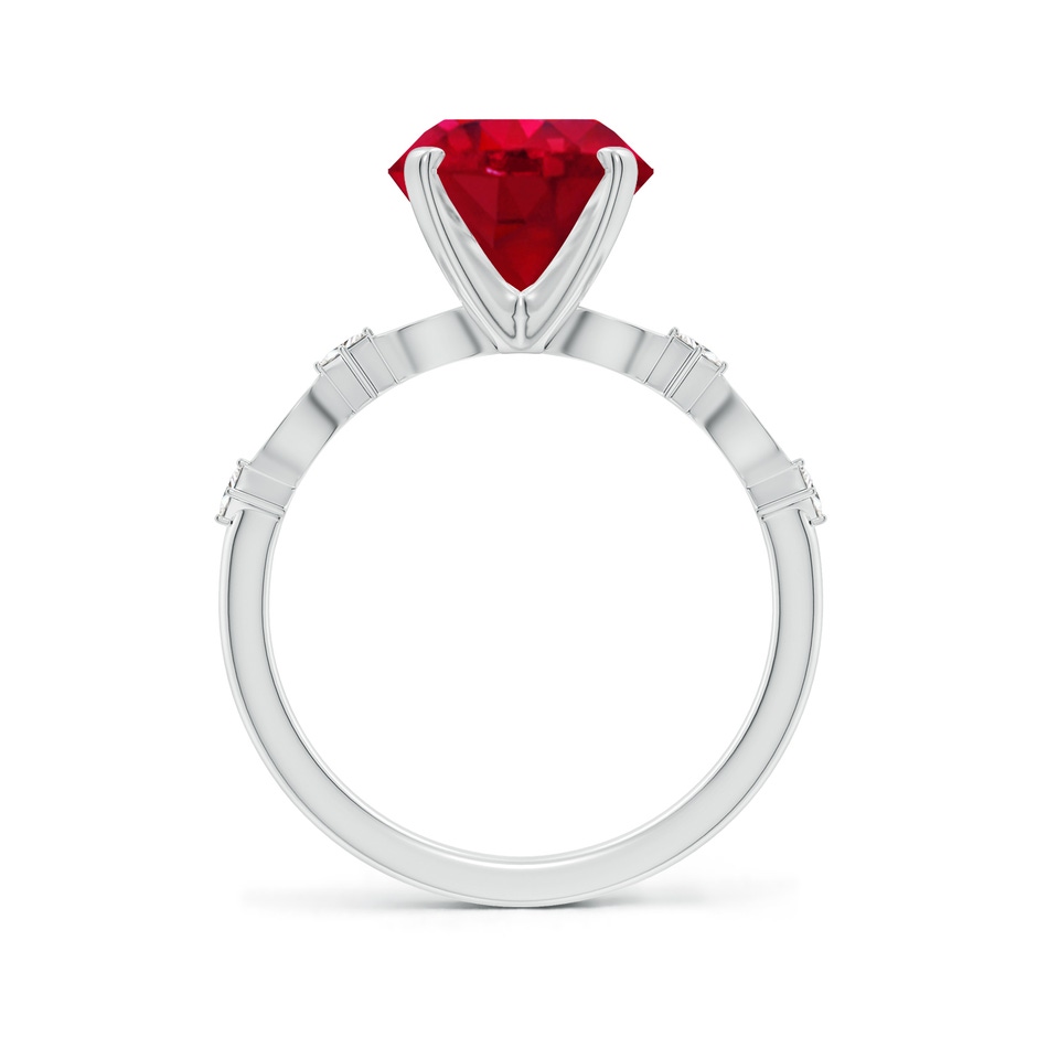 9mm AAA Round Ruby Engagement Ring with Marquise Motifs in P950 Platinum side 199