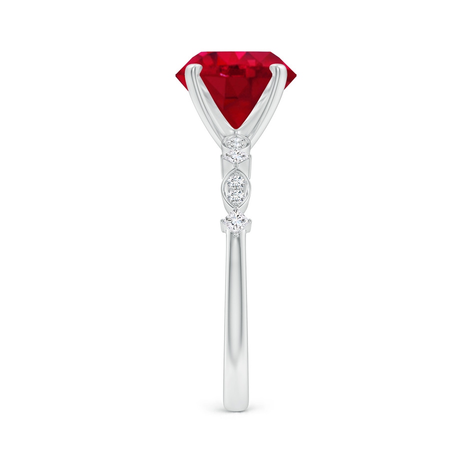 9mm AAA Round Ruby Engagement Ring with Marquise Motifs in P950 Platinum side 299