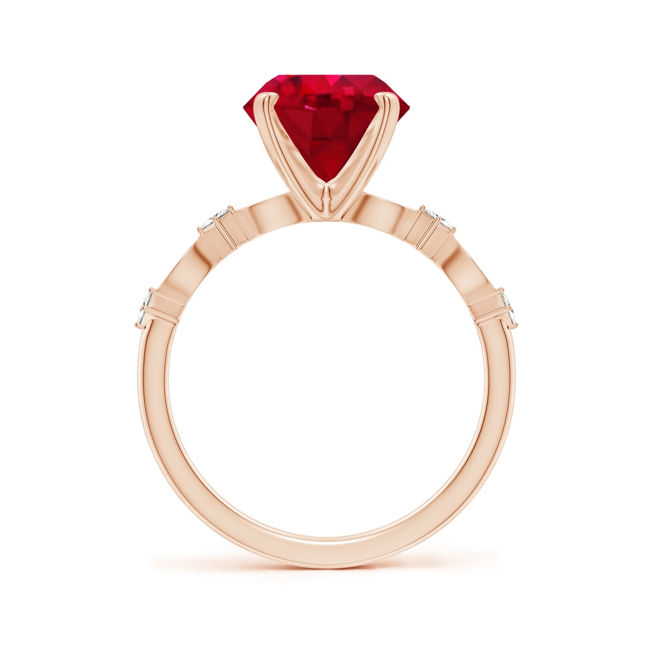 9mm AAA Round Ruby Engagement Ring with Marquise Motifs in Rose Gold side 199