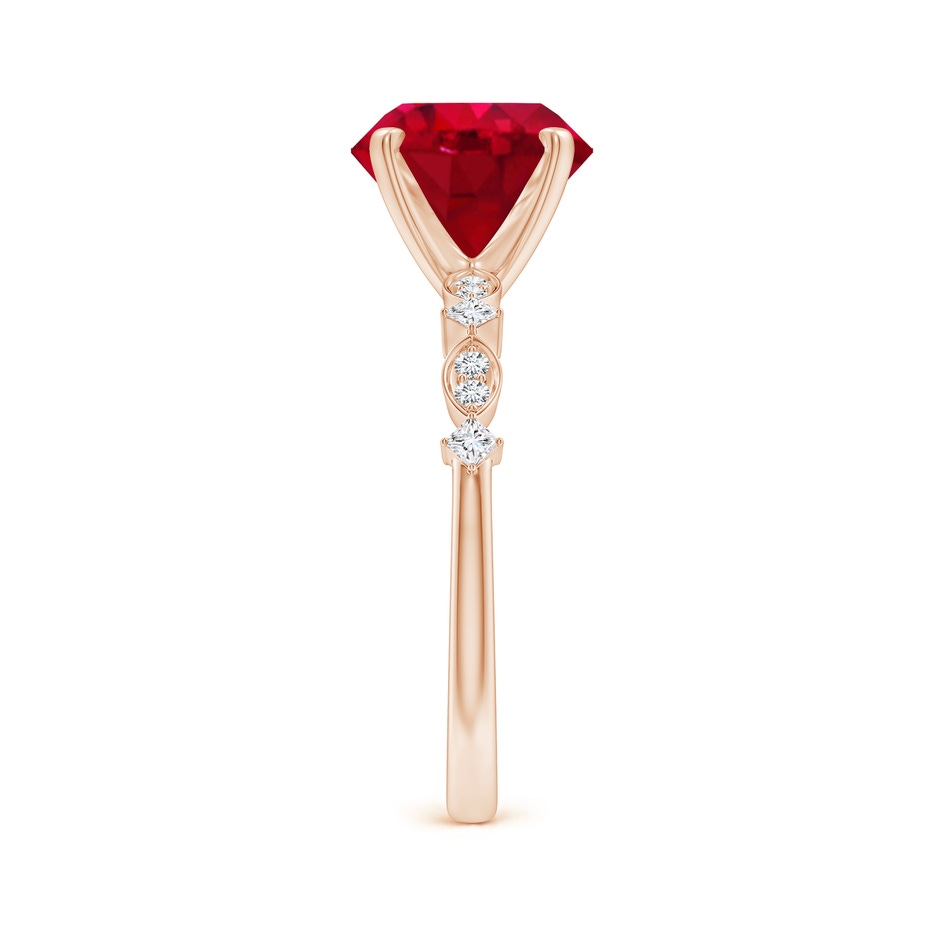 9mm AAA Round Ruby Engagement Ring with Marquise Motifs in Rose Gold side 299