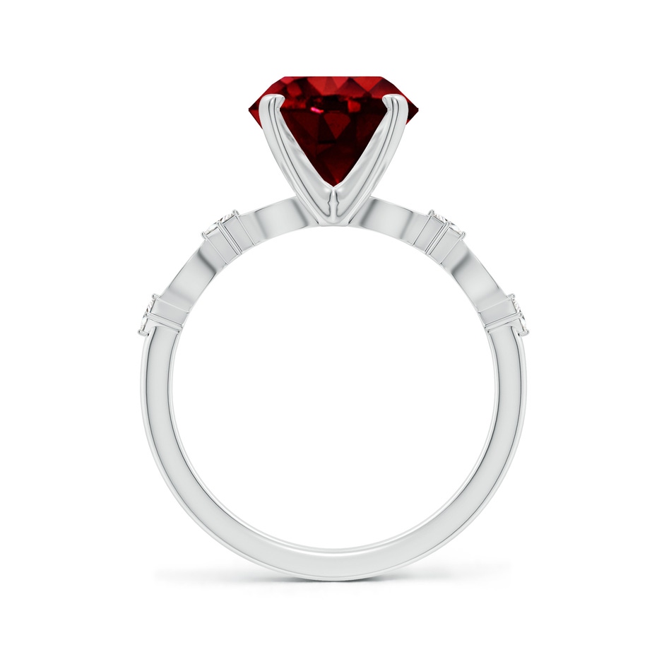 9mm AAAA Round Ruby Engagement Ring with Marquise Motifs in P950 Platinum side 199