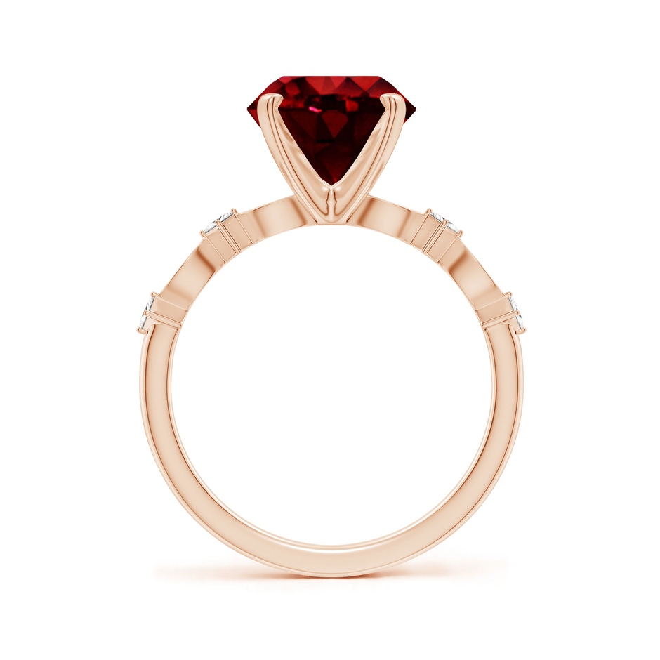 9mm AAAA Round Ruby Engagement Ring with Marquise Motifs in Rose Gold side 199