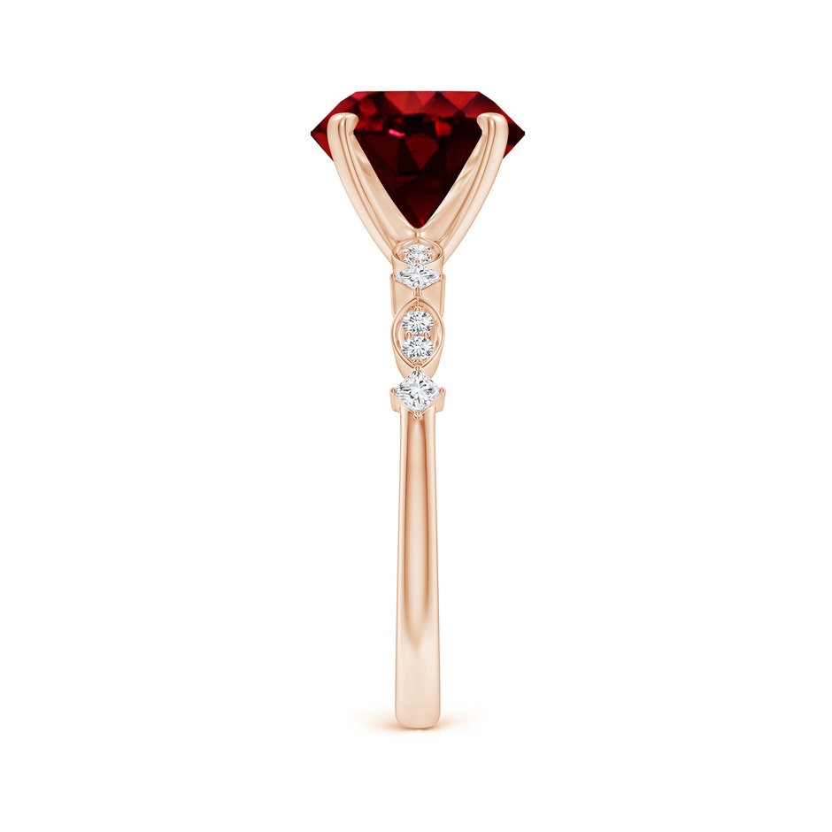 9mm AAAA Round Ruby Engagement Ring with Marquise Motifs in Rose Gold side 299