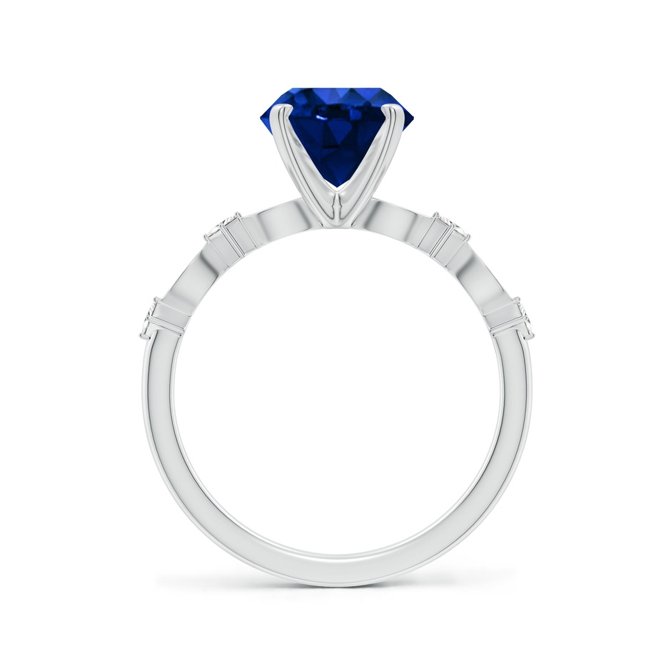 8mm Lab-Grown Round Blue Sapphire Engagement Ring with Marquise Motifs in White Gold side 199