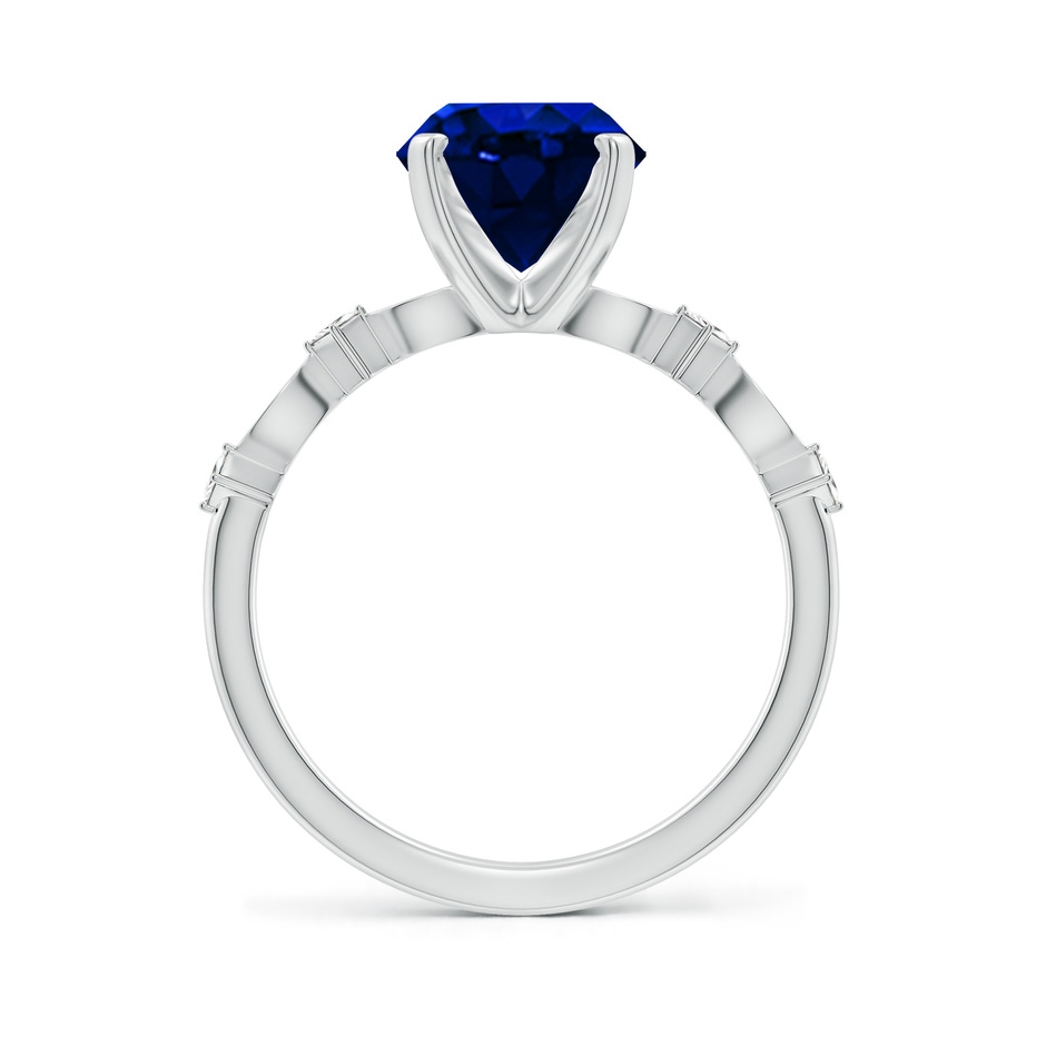 10x8mm Lab-Grown Oval Blue Sapphire Engagement Ring with Marquise Motifs in 18K White Gold side 199