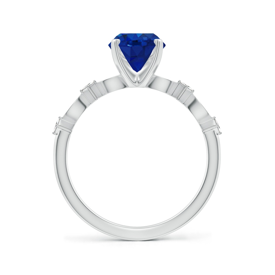 9x7mm AAA Oval Blue Sapphire Engagement Ring with Marquise Motifs in White Gold side 199