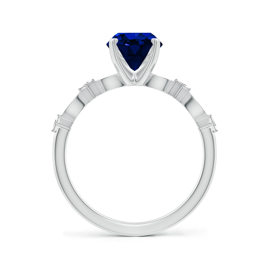 9x7mm Lab-Grown Oval Blue Sapphire Engagement Ring with Marquise Motifs in White Gold side 199