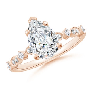 10x6.5mm GVS2 Pear Diamond Engagement Ring with Marquise Motifs in Rose Gold