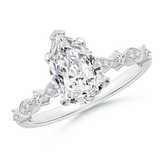 10x6.5mm HSI2 Pear Diamond Engagement Ring with Marquise Motifs in P950 Platinum