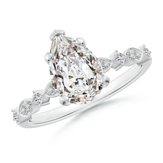 10x6.5mm IJI1I2 Pear Diamond Engagement Ring with Marquise Motifs in P950 Platinum