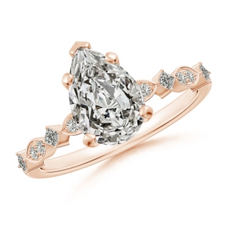 10x6.5mm KI3 Pear Diamond Engagement Ring with Marquise Motifs in Rose Gold