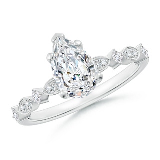 9x5.5mm GVS2 Pear Diamond Engagement Ring with Marquise Motifs in 18K White Gold