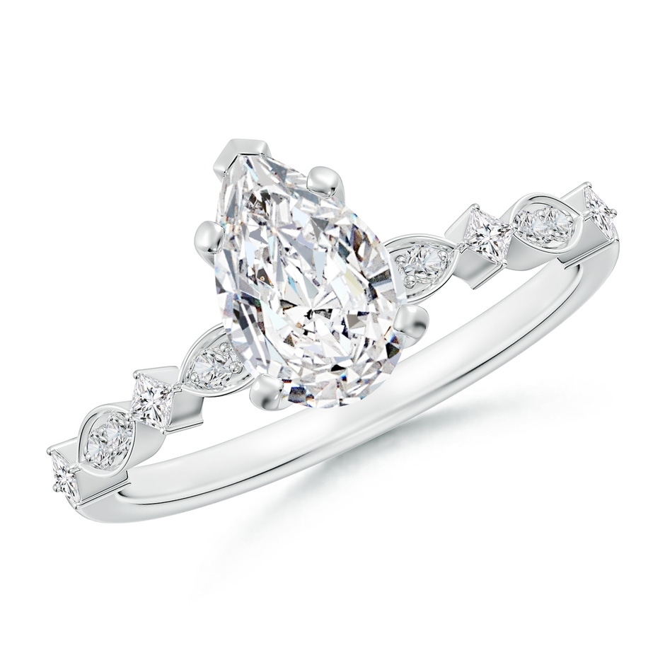 9x5.5mm HSI2 Pear Diamond Engagement Ring with Marquise Motifs in White Gold 