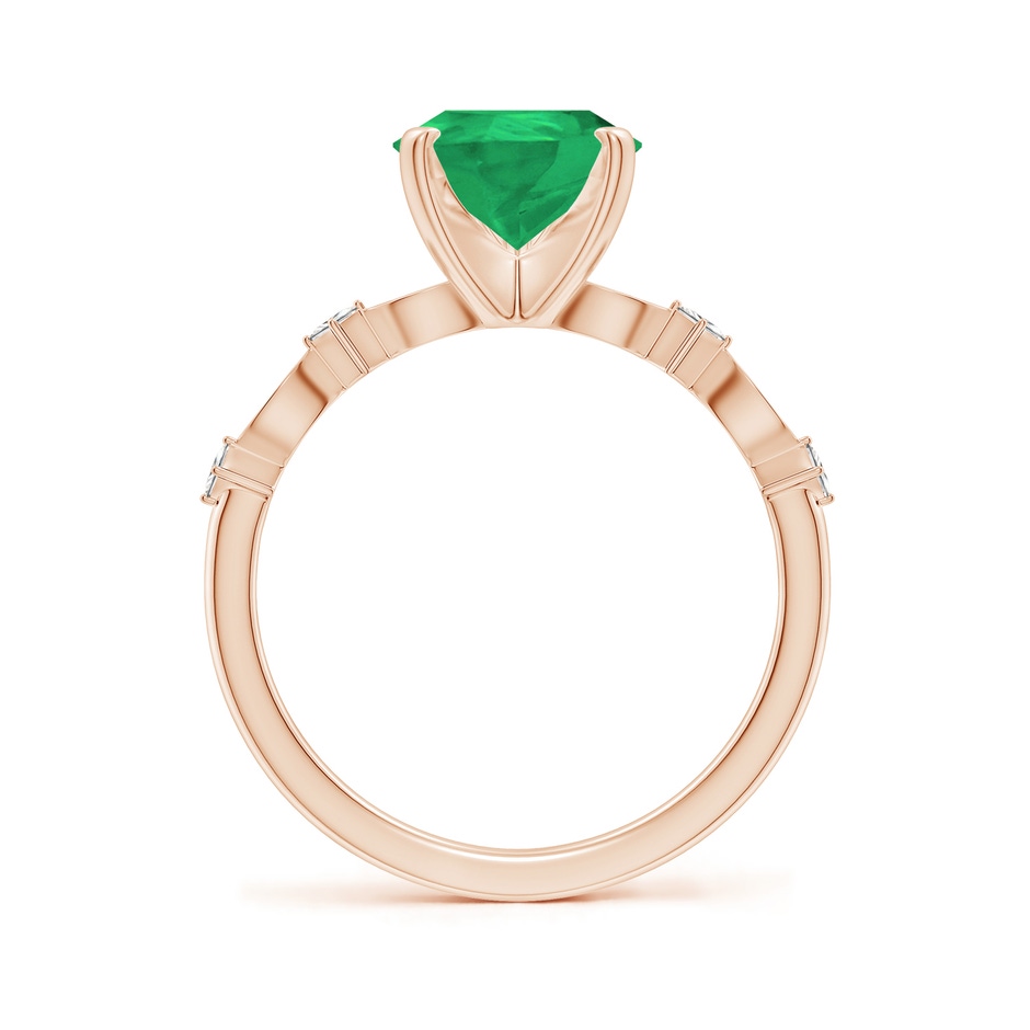 10x8mm A Pear Emerald Engagement Ring with Marquise Motifs in Rose Gold side 199