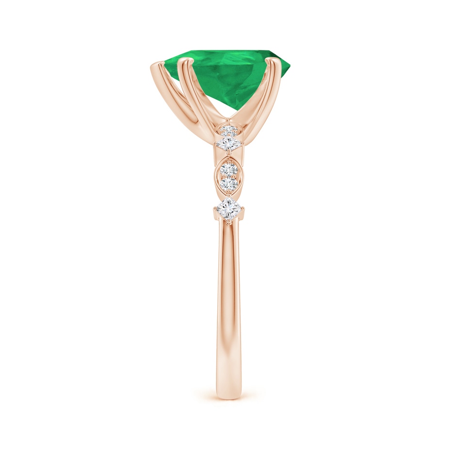 10x8mm A Pear Emerald Engagement Ring with Marquise Motifs in Rose Gold side 299