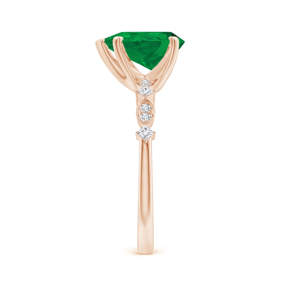 10x8mm AA Pear Emerald Engagement Ring with Marquise Motifs in Rose Gold side 299