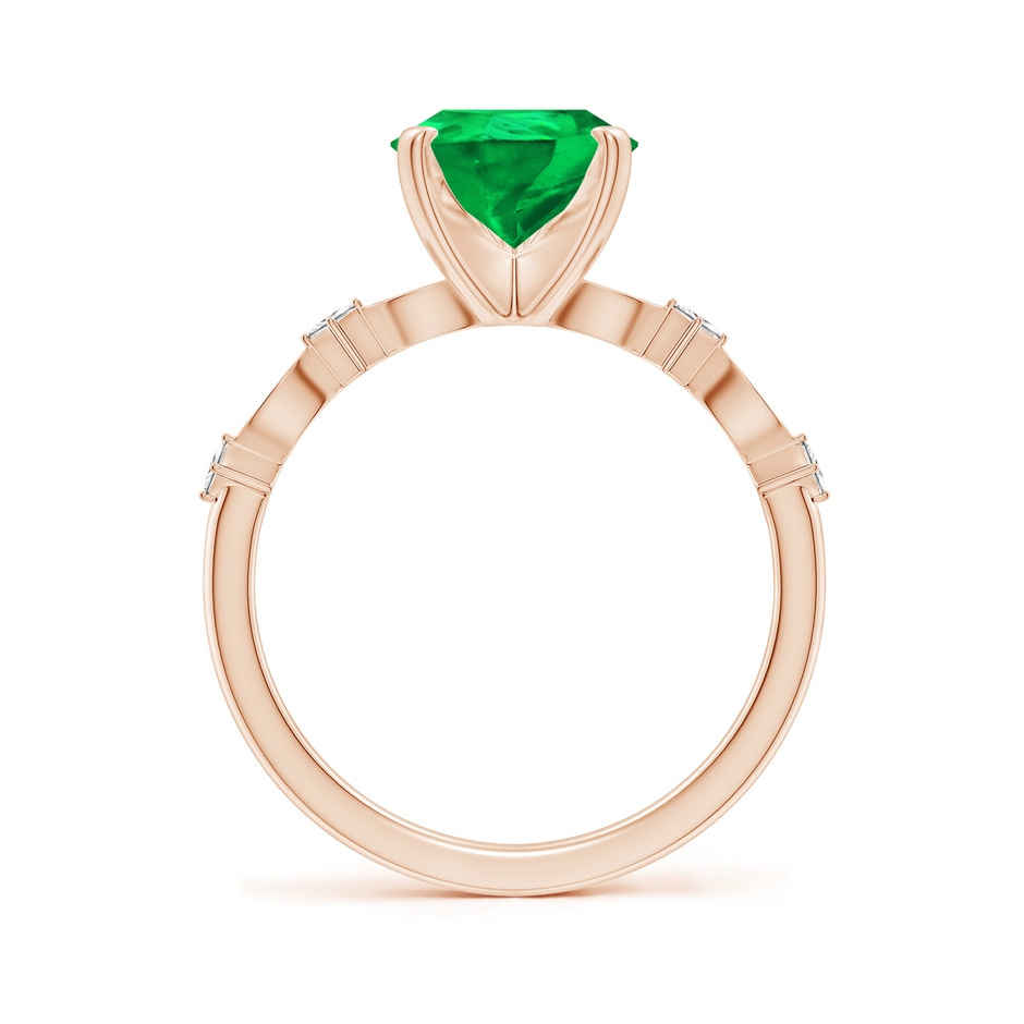 10x8mm AAA Pear Emerald Engagement Ring with Marquise Motifs in Rose Gold side 199