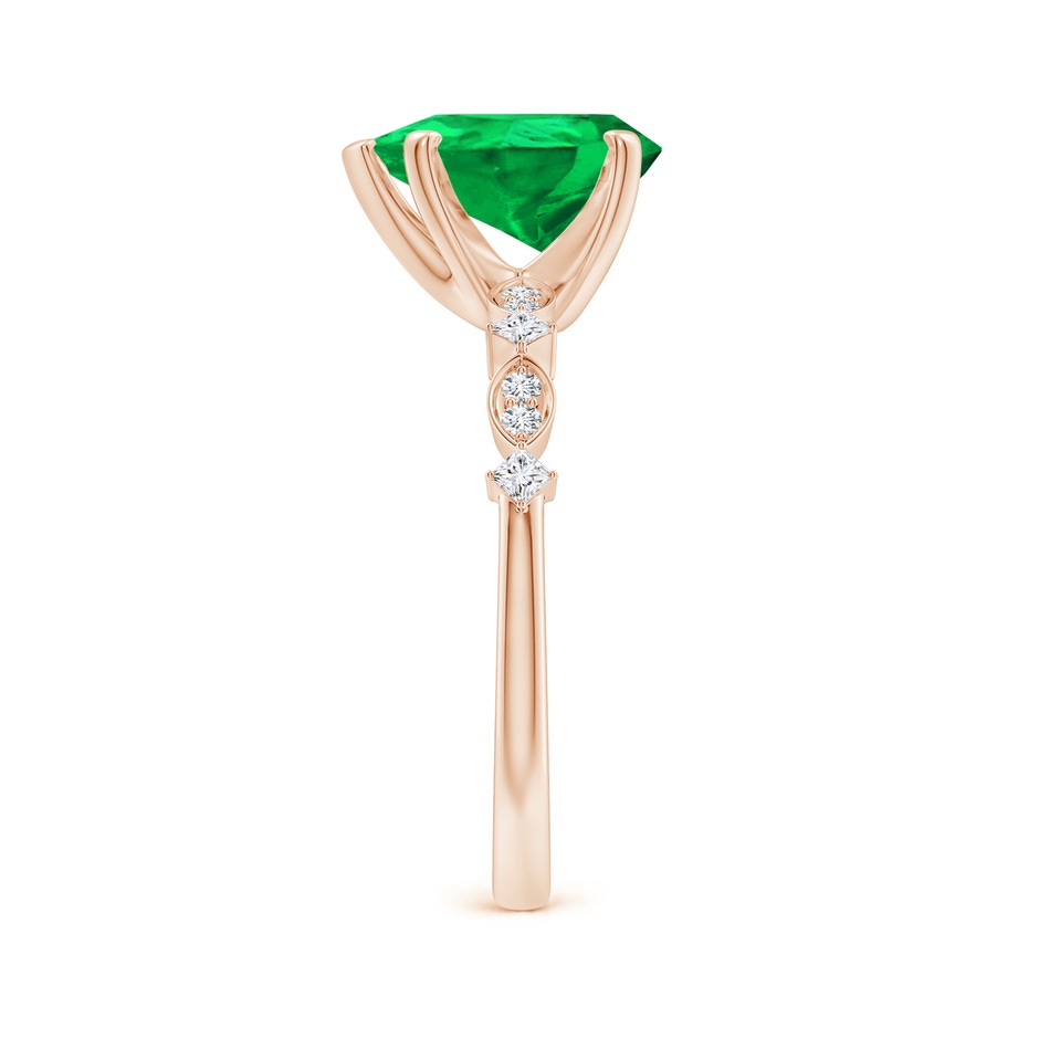 10x8mm AAA Pear Emerald Engagement Ring with Marquise Motifs in Rose Gold side 299