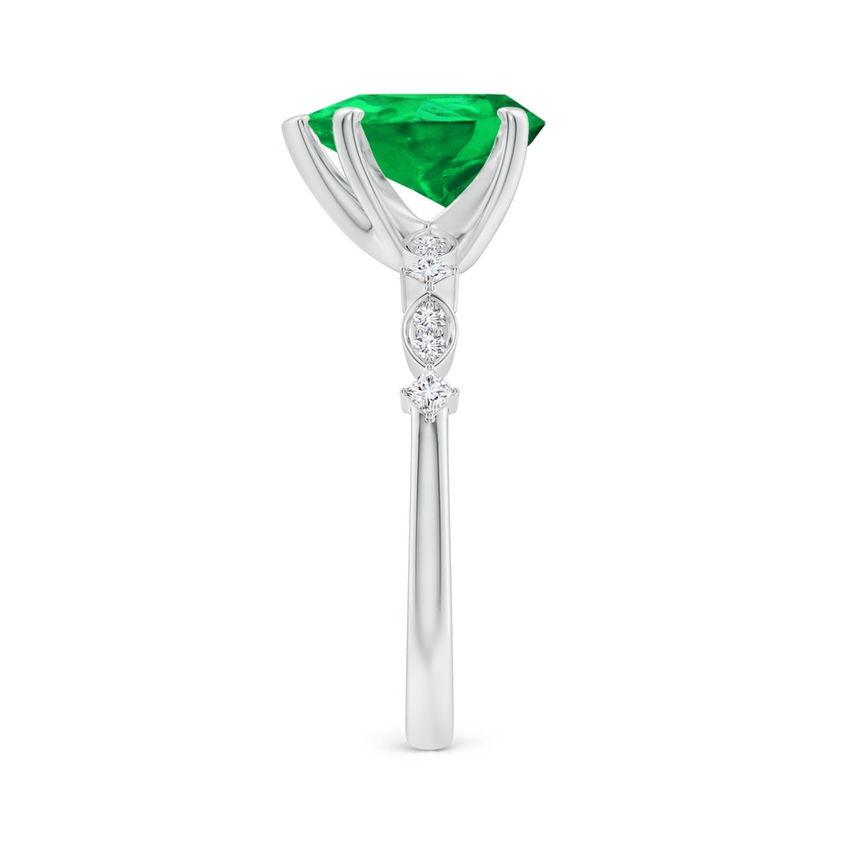 10x8mm AAA Pear Emerald Engagement Ring with Marquise Motifs in White Gold side 299