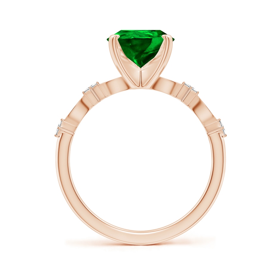 10x8mm AAAA Pear Emerald Engagement Ring with Marquise Motifs in 18K Rose Gold side 199