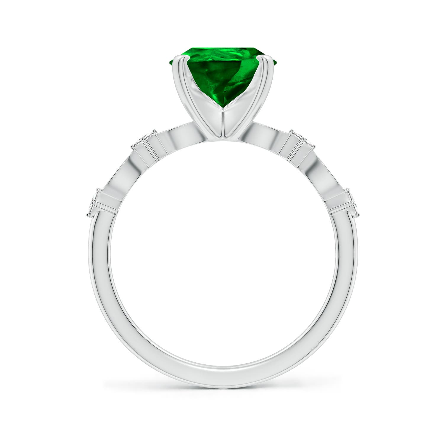 10x8mm AAAA Pear Emerald Engagement Ring with Marquise Motifs in P950 Platinum