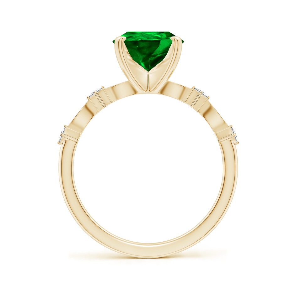 10x8mm AAAA Pear Emerald Engagement Ring with Marquise Motifs in Yellow Gold side 199