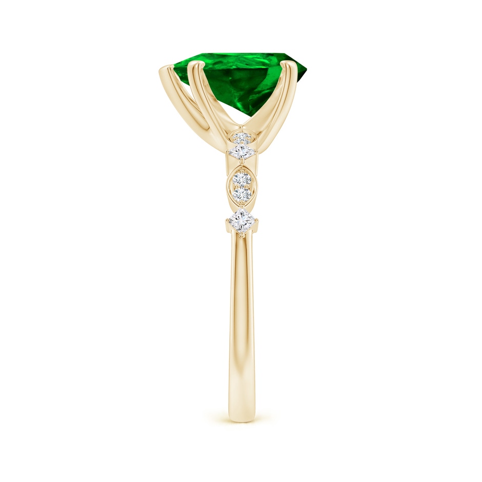 10x8mm AAAA Pear Emerald Engagement Ring with Marquise Motifs in Yellow Gold side 299