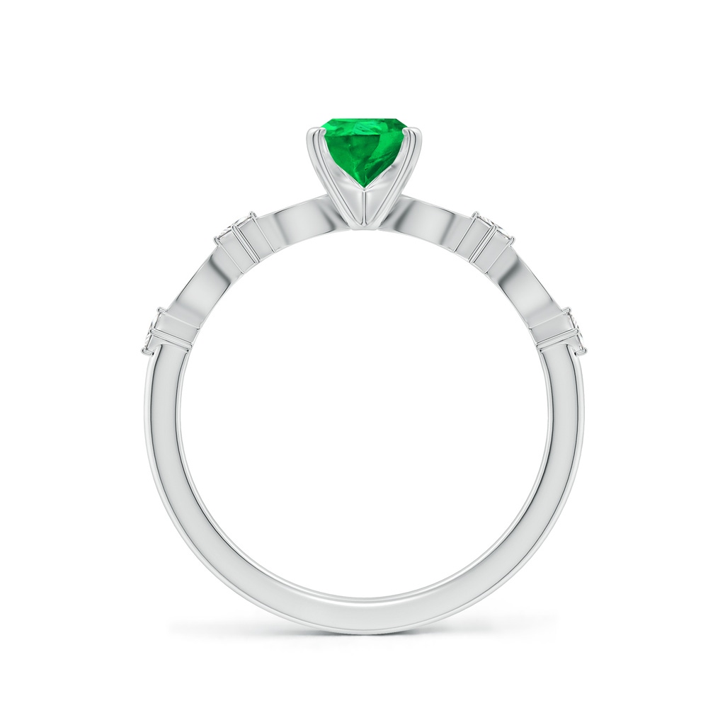 7x5mm AAA Pear Emerald Engagement Ring with Marquise Motifs in P950 Platinum - side 199