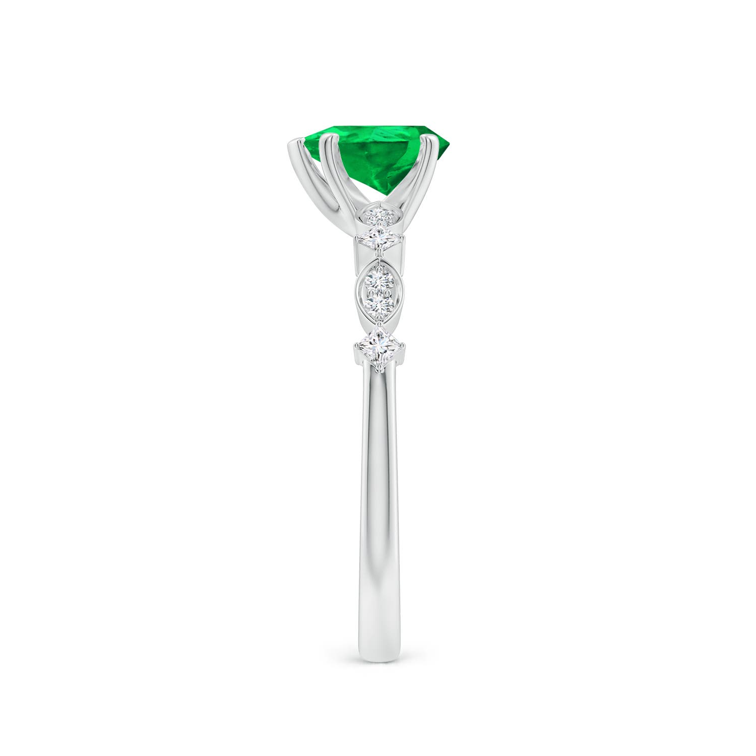 7x5mm AAA Pear Emerald Engagement Ring with Marquise Motifs in P950 Platinum - side 3