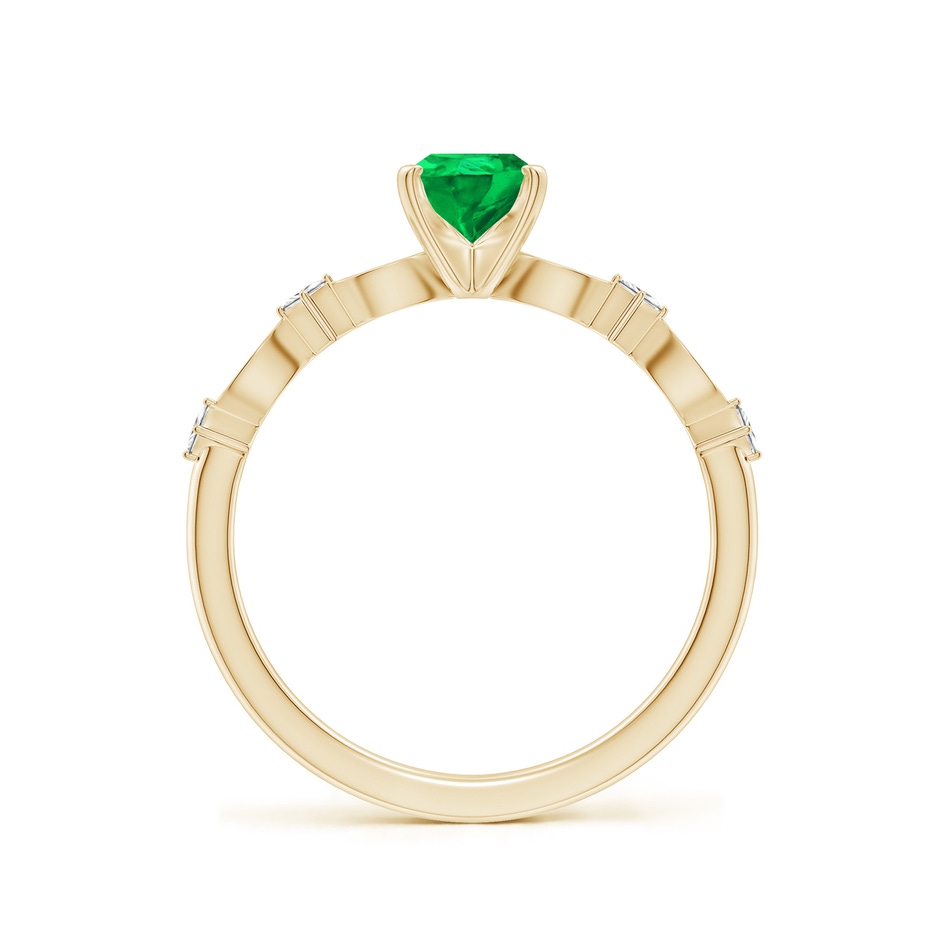 7x5mm AAA Pear Emerald Engagement Ring with Marquise Motifs in Yellow Gold side 199